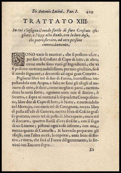 1: Parte prima in cui si tratta delle vivande di grasso