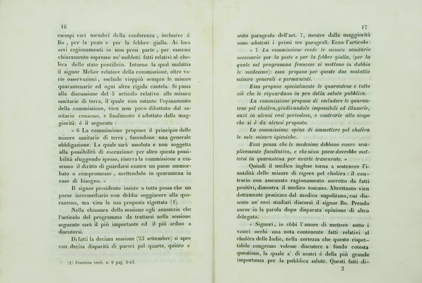 Sul sanitario congresso internazionale aperto a Parigi nel di 23 luglio 1851 e chiuso nel di 19 gennaio 1852 : cenni storici / di Agostino Cappello