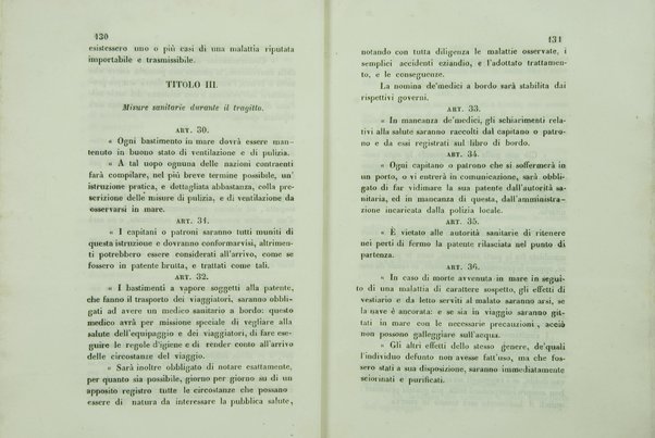 Sul sanitario congresso internazionale aperto a Parigi nel di 23 luglio 1851 e chiuso nel di 19 gennaio 1852 : cenni storici / di Agostino Cappello