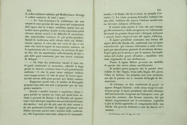 Sul sanitario congresso internazionale aperto a Parigi nel di 23 luglio 1851 e chiuso nel di 19 gennaio 1852 : cenni storici / di Agostino Cappello