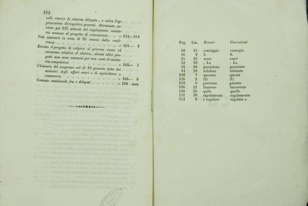 Sul sanitario congresso internazionale aperto a Parigi nel di 23 luglio 1851 e chiuso nel di 19 gennaio 1852 : cenni storici / di Agostino Cappello