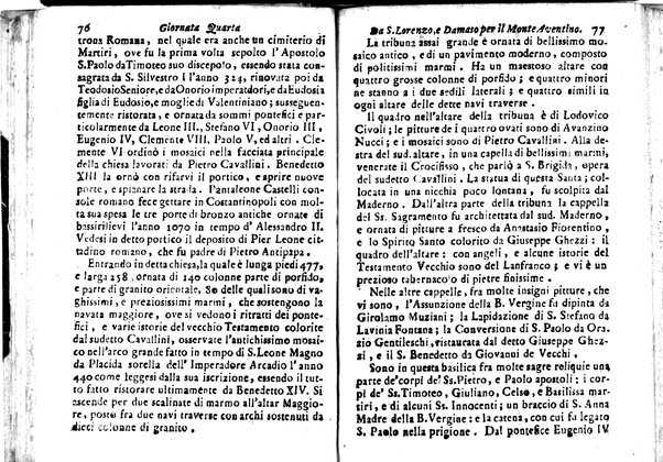 Nuova descrizione di Roma antica, e moderna e di tutti li più nobili monumenti sagri, e profani che sono in essa, e nelle sue vicinanze: cioè archi, tempj, anfiteatri, cerchi, obelischi, basiliche, e chiese, colla notizia delle reliquie più insigni, che si conservano in esse: palazzi, biblioteche, musei, e ville, pitture, e scolture, co' nomi de più celebri architetti, pittori, e scultori fino al presente; ed in fine la cronologia di tutt'i romani pontefici