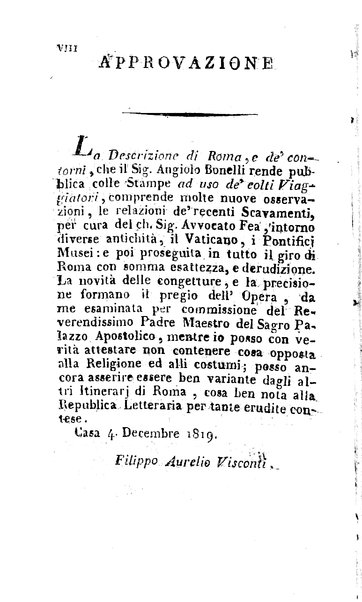 [Descrizione di Roma e de' contorni compilata dal sig. avv. D. Carlo Fea ... abbellita delle più interessanti vedute e publicata da Angiolo Bonelli seconda edizione] 1