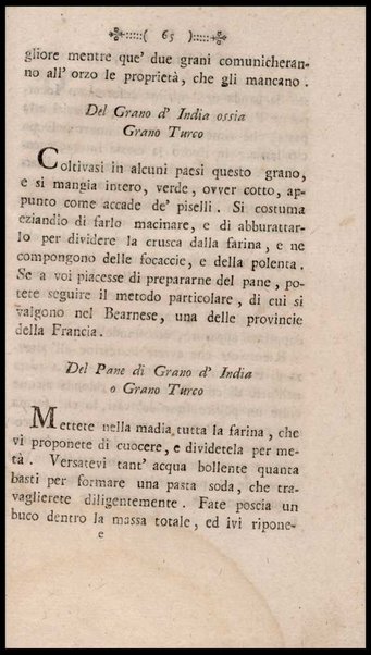 Instruzione a i panattieri di citta' e di campagna sul modo il piu' facile e vantaggioso di far pane con le regole di scegliere, conservare e macinare il grano, di mantener la farina, di apparecchiare ed usare il lievito... Del signor Parmentier regio censore ec. Traduzione dal francese