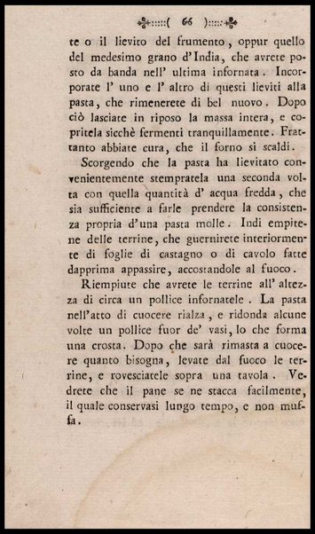 Instruzione a i panattieri di citta' e di campagna sul modo il piu' facile e vantaggioso di far pane con le regole di scegliere, conservare e macinare il grano, di mantener la farina, di apparecchiare ed usare il lievito... Del signor Parmentier regio censore ec. Traduzione dal francese