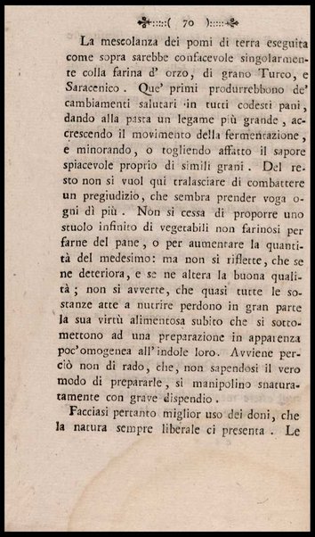 Instruzione a i panattieri di citta' e di campagna sul modo il piu' facile e vantaggioso di far pane con le regole di scegliere, conservare e macinare il grano, di mantener la farina, di apparecchiare ed usare il lievito... Del signor Parmentier regio censore ec. Traduzione dal francese