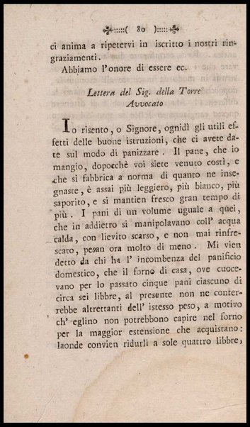 Instruzione a i panattieri di citta' e di campagna sul modo il piu' facile e vantaggioso di far pane con le regole di scegliere, conservare e macinare il grano, di mantener la farina, di apparecchiare ed usare il lievito... Del signor Parmentier regio censore ec. Traduzione dal francese