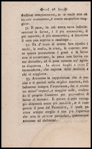 Instruzione a i panattieri di citta' e di campagna sul modo il piu' facile e vantaggioso di far pane con le regole di scegliere, conservare e macinare il grano, di mantener la farina, di apparecchiare ed usare il lievito... Del signor Parmentier regio censore ec. Traduzione dal francese