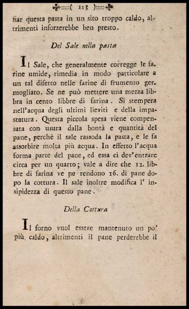 Instruzione a i panattieri di citta' e di campagna sul modo il piu' facile e vantaggioso di far pane con le regole di scegliere, conservare e macinare il grano, di mantener la farina, di apparecchiare ed usare il lievito... Del signor Parmentier regio censore ec. Traduzione dal francese