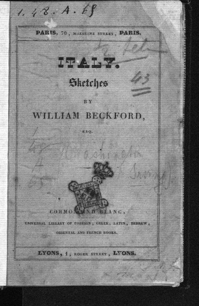 Italy : sketches / by William Beckford