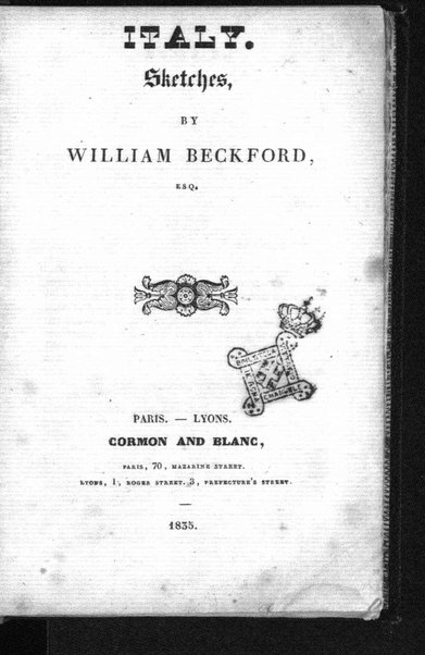 Italy : sketches / by William Beckford