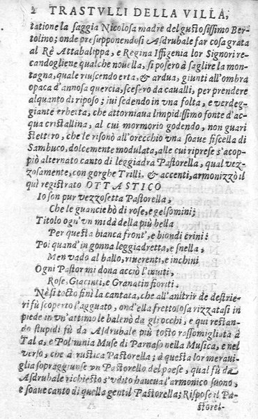 Trastulli della villa distinti in sette giornate, doue si legono in discorsi, e ragionamenti nouelle morali, motteggi arguti ... curiosità dramatica del Sig. Camillo Scaliggeri dalla Fratta, l'Academico Vario. Con due tauole, vna delle nouelle, e l'altra delle cose più notabili