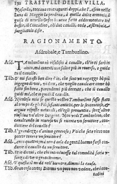 Trastulli della villa distinti in sette giornate, doue si legono in discorsi, e ragionamenti nouelle morali, motteggi arguti ... curiosità dramatica del Sig. Camillo Scaliggeri dalla Fratta, l'Academico Vario. Con due tauole, vna delle nouelle, e l'altra delle cose più notabili