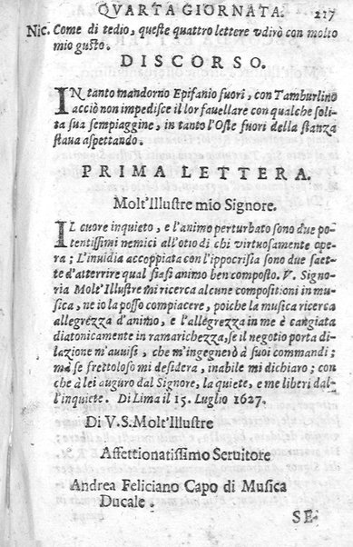 Trastulli della villa distinti in sette giornate, doue si legono in discorsi, e ragionamenti nouelle morali, motteggi arguti ... curiosità dramatica del Sig. Camillo Scaliggeri dalla Fratta, l'Academico Vario. Con due tauole, vna delle nouelle, e l'altra delle cose più notabili