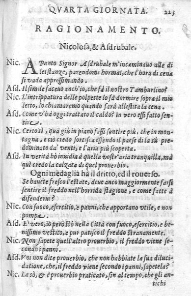 Trastulli della villa distinti in sette giornate, doue si legono in discorsi, e ragionamenti nouelle morali, motteggi arguti ... curiosità dramatica del Sig. Camillo Scaliggeri dalla Fratta, l'Academico Vario. Con due tauole, vna delle nouelle, e l'altra delle cose più notabili