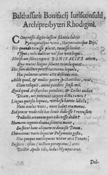 L'arte de' cenni con la quale formandosi fauella visibile, si tratta della muta eloquenza, che non è altro che un facondo silentio. Diuisa in due parti ... di Giouanni Bonifaccio giureconsulto, & assessore. L'Opportuno Academico Filarmonico