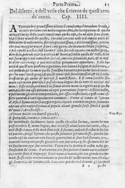 L'arte de' cenni con la quale formandosi fauella visibile, si tratta della muta eloquenza, che non è altro che un facondo silentio. Diuisa in due parti ... di Giouanni Bonifaccio giureconsulto, & assessore. L'Opportuno Academico Filarmonico