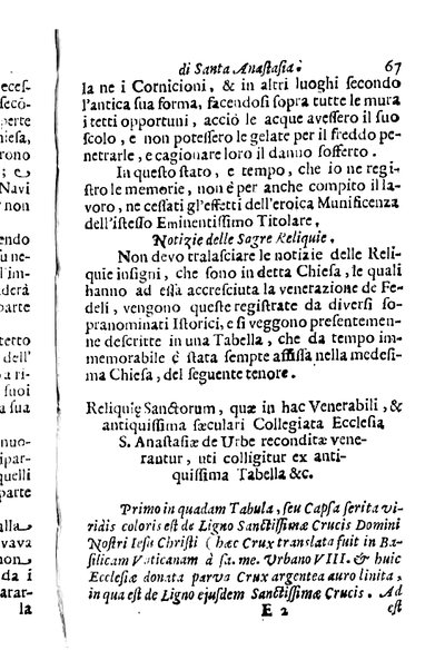 Brevi notizie dell'antico, e moderno stato della chiesa collegiata di S. Anastasia di Roma raccolte, e consacrate all'eminentisimo, ... principe, il signor cardinale Nuno da Cunha de Attayde ... da Filippo Cappello ...