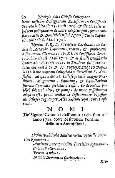 Brevi notizie dell'antico, e moderno stato della chiesa collegiata di S. Anastasia di Roma raccolte, e consacrate all'eminentisimo, ... principe, il signor cardinale Nuno da Cunha de Attayde ... da Filippo Cappello ...