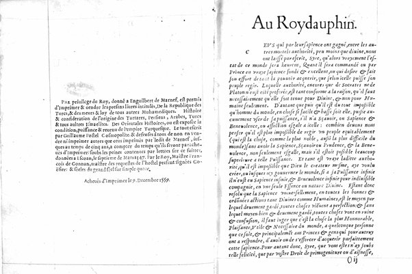 De la republique des Turcs: & là ou l'occasion s'offrera, des meurs & loy de tous Mohamedistes, par Guillaume Postel cosmopolite