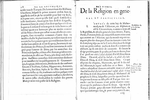 De la republique des Turcs: & là ou l'occasion s'offrera, des meurs & loy de tous Mohamedistes, par Guillaume Postel cosmopolite