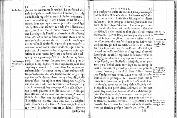 De la republique des Turcs: & là ou l'occasion s'offrera, des meurs & loy de tous Mohamedistes, par Guillaume Postel cosmopolite