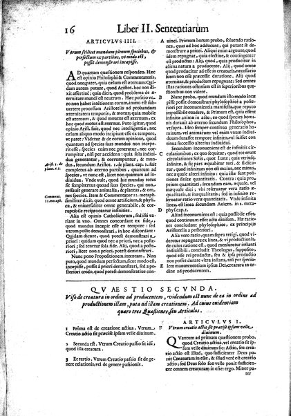 2: Commentariorum in secundum librum sententiarum tomus secundus