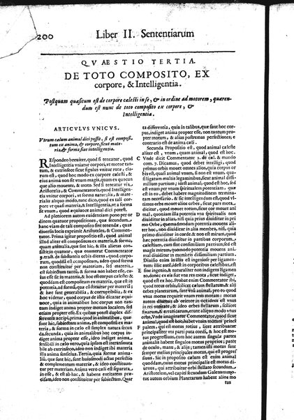 2: Commentariorum in secundum librum sententiarum tomus secundus