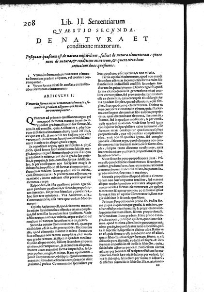 2: Commentariorum in secundum librum sententiarum tomus secundus