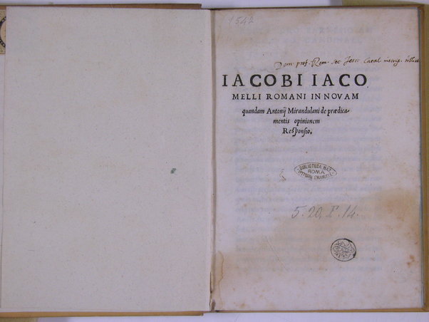 Iacobi Iacomelli Romani In nouam quandam Antonij Mirandulani de prædicamentis opinionem responsio