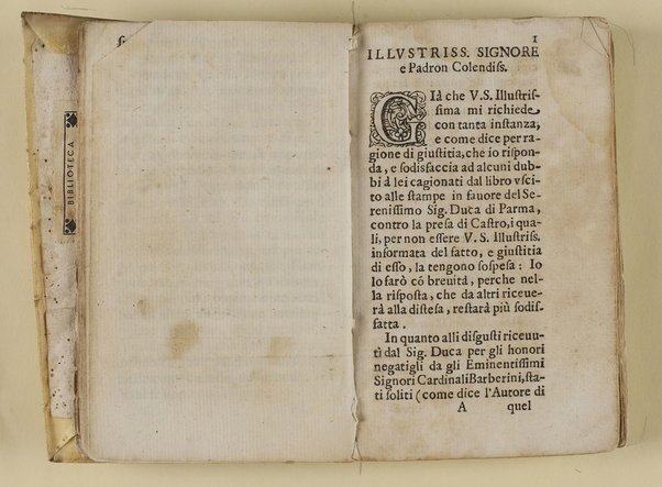 Lettera scritta ad vn signore in risposta del libro stampato sopra le ragioni del serenissimo duca di Parma contro la presa della città, e ducato di Castro, esseguita dall'armi pontificie nell'anno 1641