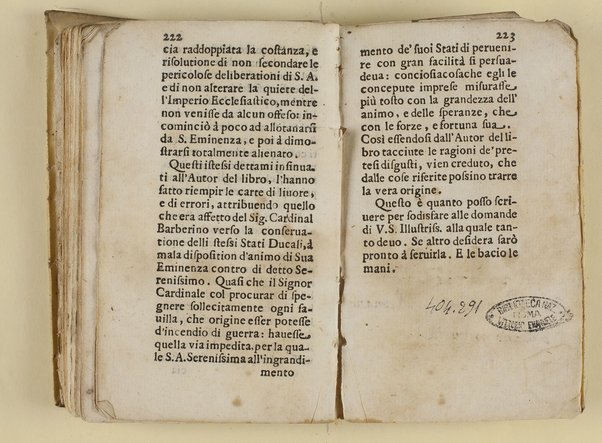 Lettera scritta ad vn signore in risposta del libro stampato sopra le ragioni del serenissimo duca di Parma contro la presa della città, e ducato di Castro, esseguita dall'armi pontificie nell'anno 1641