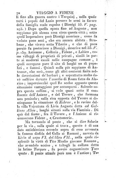 1: Tomo 1. che contiene il viaggio a Veji, Fidene, Tivoli, Alba Fucense, Subiaco, Gabii, Collazia, Labico, e Preneste