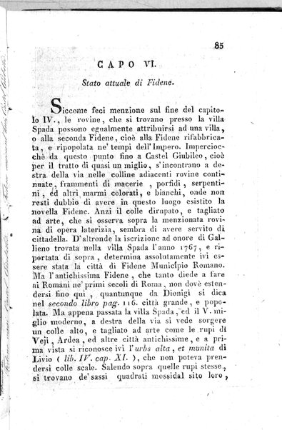 1: Tomo 1. che contiene il viaggio a Veji, Fidene, Tivoli, Alba Fucense, Subiaco, Gabii, Collazia, Labico, e Preneste