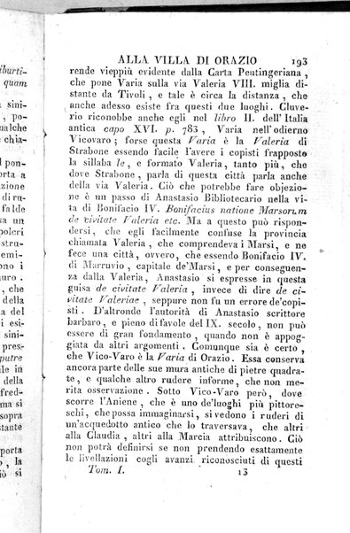 1: Tomo 1. che contiene il viaggio a Veji, Fidene, Tivoli, Alba Fucense, Subiaco, Gabii, Collazia, Labico, e Preneste