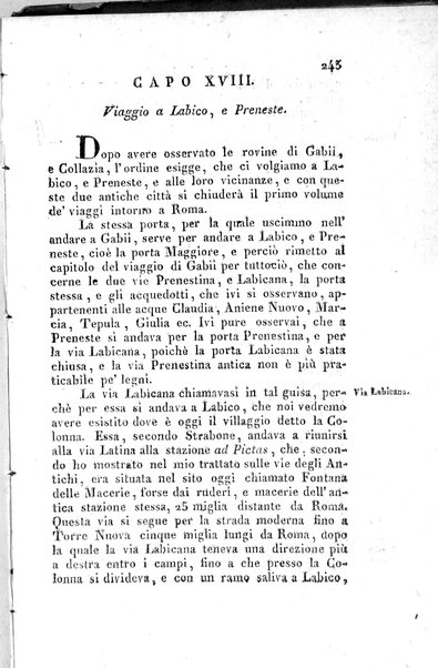 1: Tomo 1. che contiene il viaggio a Veji, Fidene, Tivoli, Alba Fucense, Subiaco, Gabii, Collazia, Labico, e Preneste