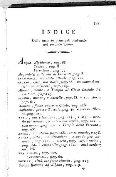 2: Tomo 2. che contiene il viaggio a Frascati, Tusculo, Algido, Grottaferrata, alla Valle ferentina, al Lago Albano, ad Alba, Aricia, Nemi, Lanuvio, Cora, Anzio, Lavinio, Ardea, Ostia, Laurento, e Porto