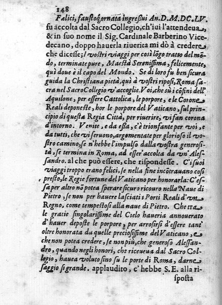 I trionfi della magnificenza pontificia celebrati per lo passaggio nelle città, e luoghi dello Stato ecclesiastico, e in Roma per lo riceuimento della maestà della regina di Suetia descritti con tutte l'attioni seguite alla santita' di N.S. Alessandro 7. dal dottore Carlo Festini ferrarese ...