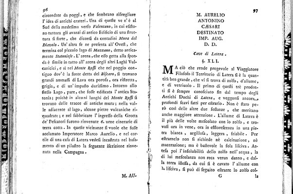 Saggio di osservazioni mineralogiche sulla Tolfa, Oriolo, e Latera di Scipione Breislak delle Scuole Pie lettore di filosofia nel Collegio Nazareno dedicato a sua eccellenza reverendissima monsignor Onorato Gaetani de' duchi di Sermoneta