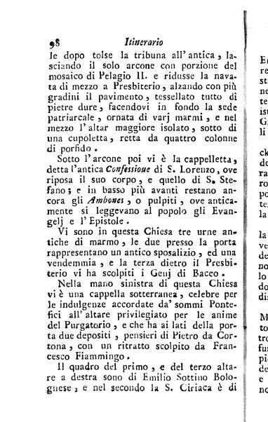 [Itinerario di Roma e suoi contorni o sia Descrizione de' monumenti antichi, e moderni coll'indicazione delle più belle pitture, sculture, ed architetture. Opera dell'antiquario Andrea Manazzale tradotta dalla terza edizione francese ed aumentata da Stefano Piale ... Ornata delle vedute più interessanti di Roma. Tomo 1. [-2.]] 1