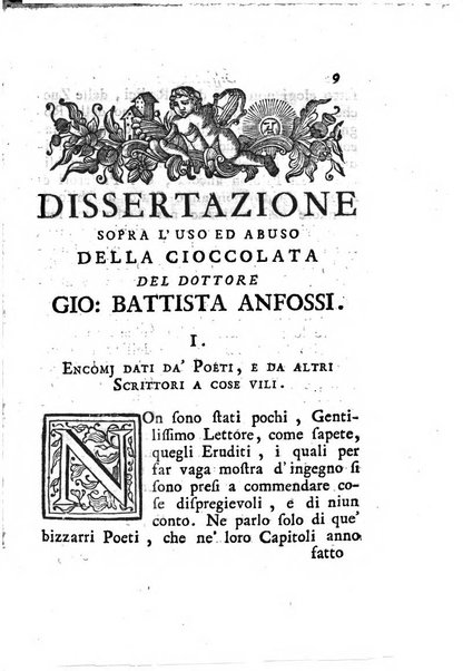 Dell'uso ed abuso della cioccolata dissertazione storico-medica del dottore Gio. Battista Anfossi ...