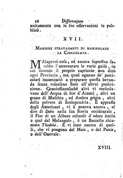 Dell'uso ed abuso della cioccolata dissertazione storico-medica del dottore Gio. Battista Anfossi ...