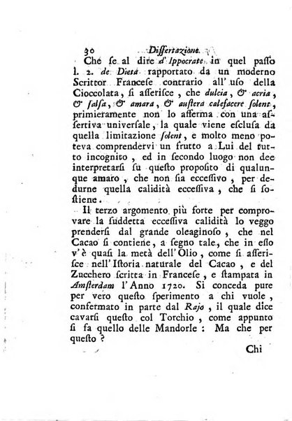 Dell'uso ed abuso della cioccolata dissertazione storico-medica del dottore Gio. Battista Anfossi ...