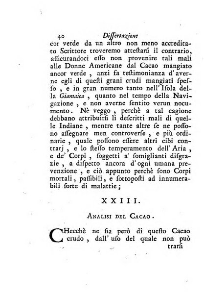 Dell'uso ed abuso della cioccolata dissertazione storico-medica del dottore Gio. Battista Anfossi ...