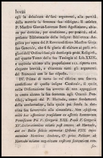 Memorie storiche sopra l'uso della cioccolata in tempo di digiuno, esposte in una lettera a monsig. illustriss., e reverendiss. arcivescovo N. N