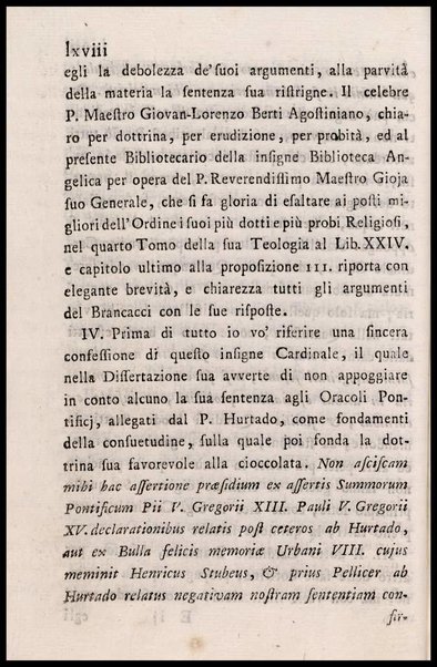 Memorie storiche sopra l'uso della cioccolata in tempo di digiuno, esposte in una lettera a monsig. illustriss., e reverendiss. arcivescovo N. N