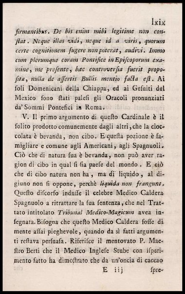 Memorie storiche sopra l'uso della cioccolata in tempo di digiuno, esposte in una lettera a monsig. illustriss., e reverendiss. arcivescovo N. N