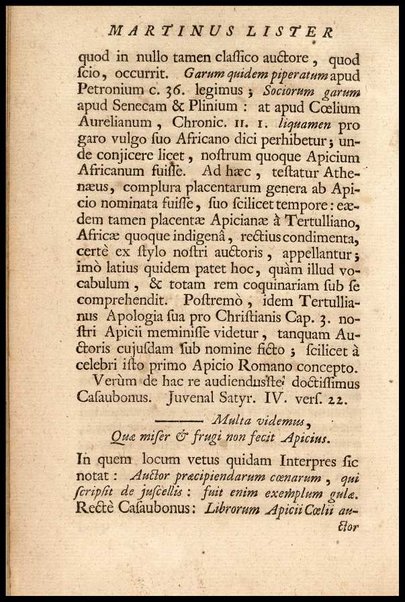 Apicii Coelii De opsoniis et condimentis, sive Arte coquinaria, libri decem. Cum annotationibus Martini Lister, ... et notis selectioribus, variisque lectionibus integris, Humelbergii, Barthii, Reinesii, A. Van der Linden, & aliorum, ut & variarum lectionum libello