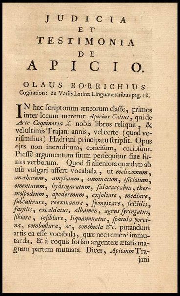Apicii Coelii De opsoniis et condimentis, sive Arte coquinaria, libri decem. Cum annotationibus Martini Lister, ... et notis selectioribus, variisque lectionibus integris, Humelbergii, Barthii, Reinesii, A. Van der Linden, & aliorum, ut & variarum lectionum libello