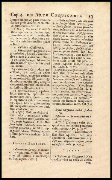 Apicii Coelii De opsoniis et condimentis, sive Arte coquinaria, libri decem. Cum annotationibus Martini Lister, ... et notis selectioribus, variisque lectionibus integris, Humelbergii, Barthii, Reinesii, A. Van der Linden, & aliorum, ut & variarum lectionum libello